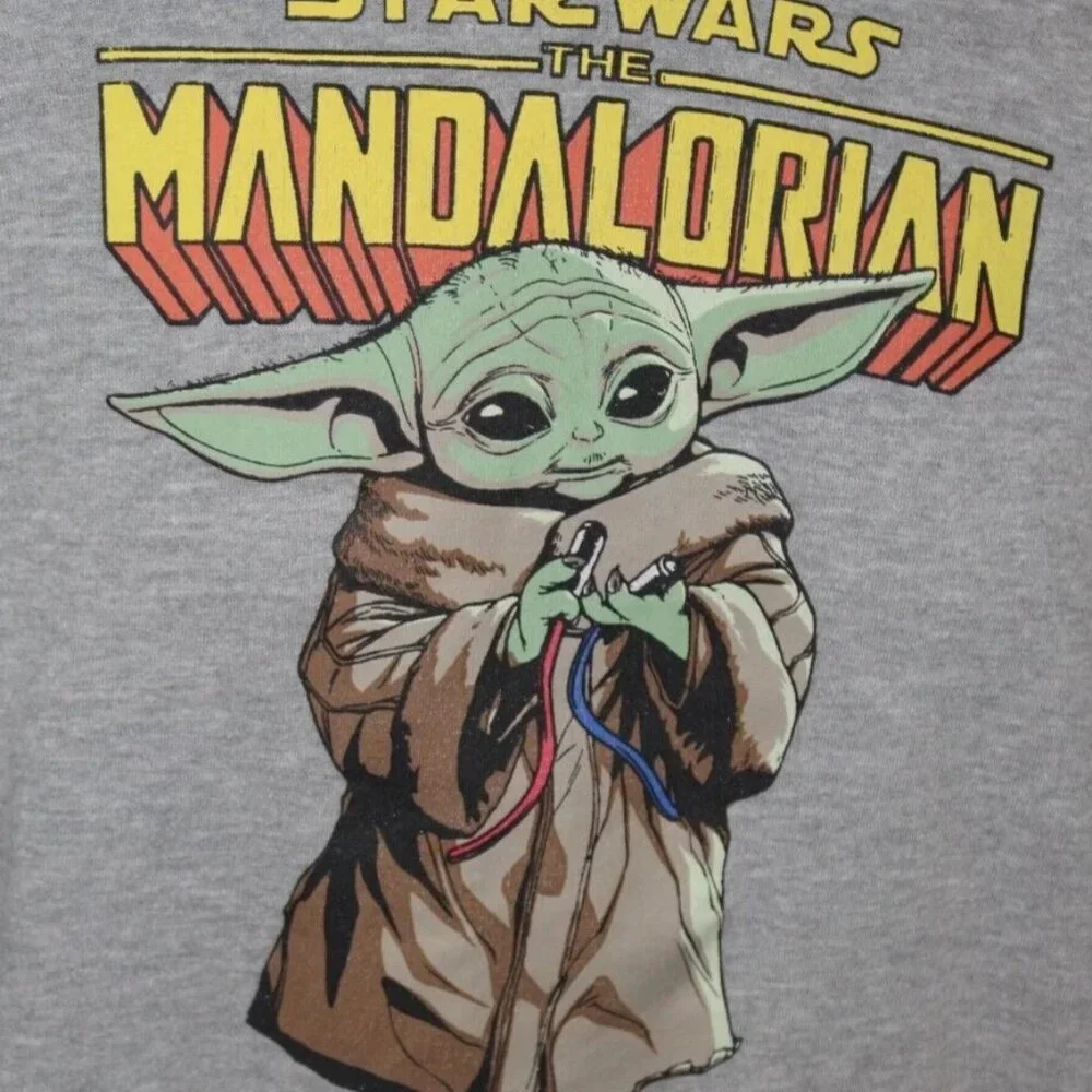 Star Wars Grogu Baby Yoda Mandalorian Mens Pullover Hoodie Sweatshirt Size Large - Picture 4 of 5